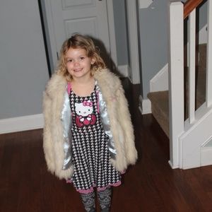 Girls genuine white fox fur coat